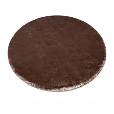 Kulatý pratelný koberec LAPIN shaggy protiskluzový, slonová kost / čokoláda (Velikost: kruh 180 