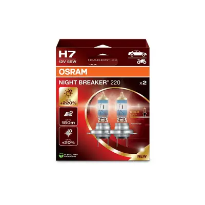 OSRAM H7 12V 55W PX26d NIGHT BREAKER 220 +220% 2ks 64210NB220-2HB